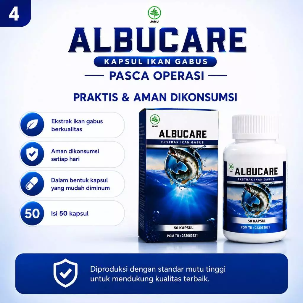 Albucare Kapsul Ekstrak Ikan Gabus Obat Pengering Luka Bekas Pasca Operasi Caesar Mempercepat Penyembuhan Luka Jahitan Luka 3