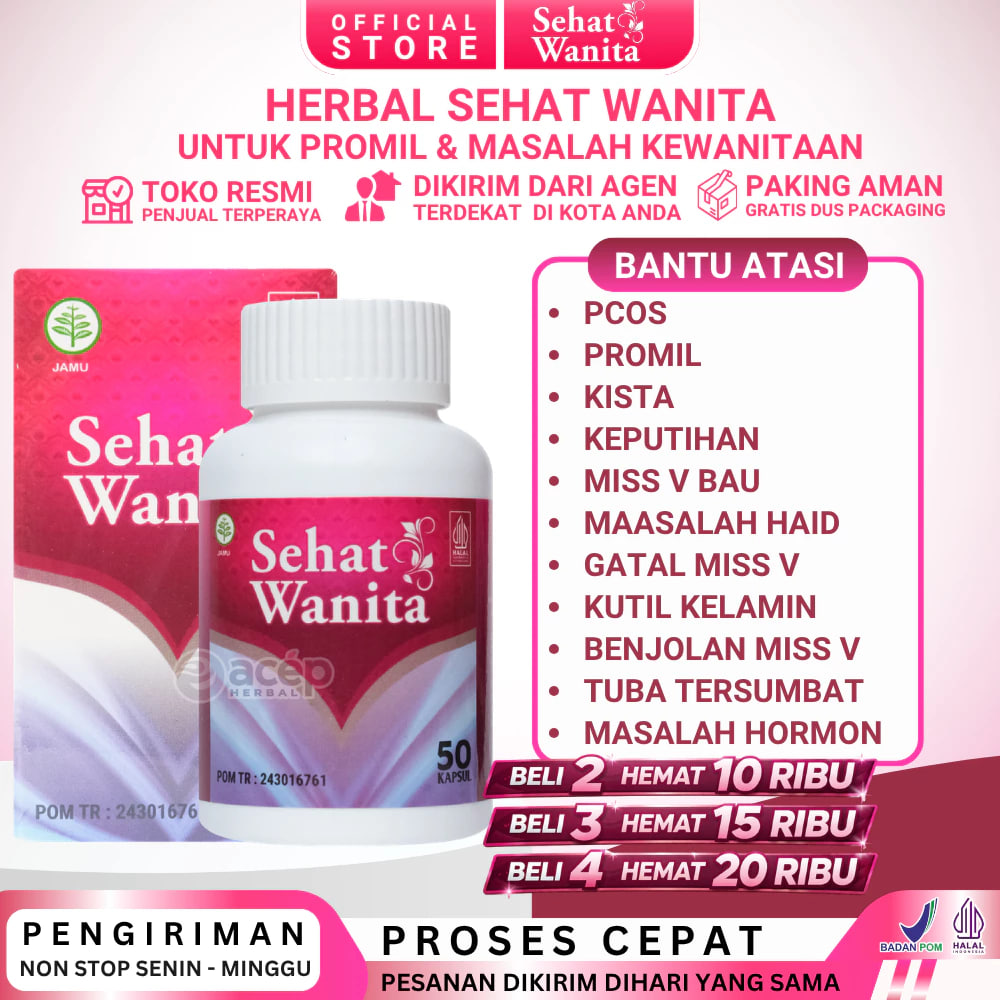 Sehat Wanita Original Isi 50 kapsul Untuk Membantu Atasi Masalah Kewanitaan dan Promil Obat Herbal Keputihan Haid Bau Gatal Benjolan