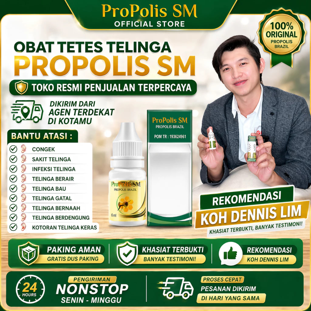 Obat Tetes Telinga Gatal Berair Budeg Berdengung Congek Bernanah dan Infeksi Telinga Herbal Propolis SM